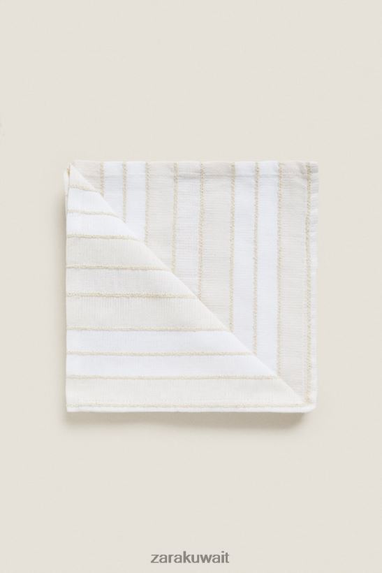 Zara مناديل مخططة بخيوط مصبوغة (عبوة من 2) للجنسين بيج فاتح مُكَمِّلات 6L6LL81673