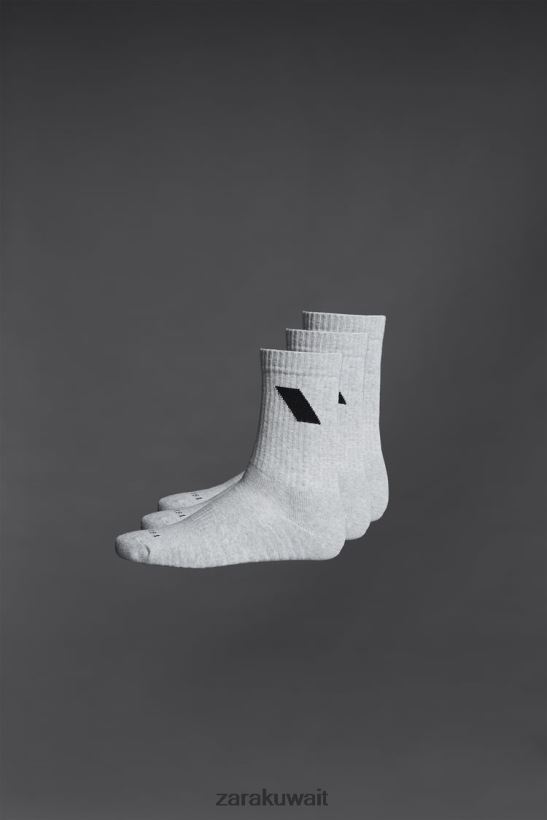 Zara عبوة من 3 جوارب رياضية رجال مارل رمادي مُكَمِّلات 6L6LL81409