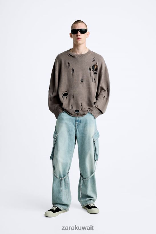 Zara سترة ممزقة رجال حجر ملابس 6L6LL81029