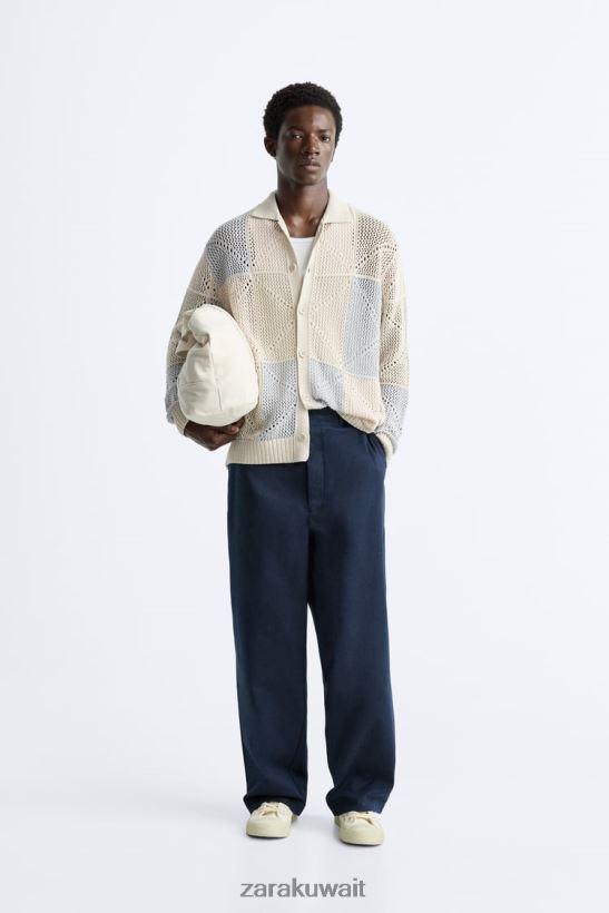 Zara سترة الكروشيه محكم رجال حجر ملابس 6L6LL81043