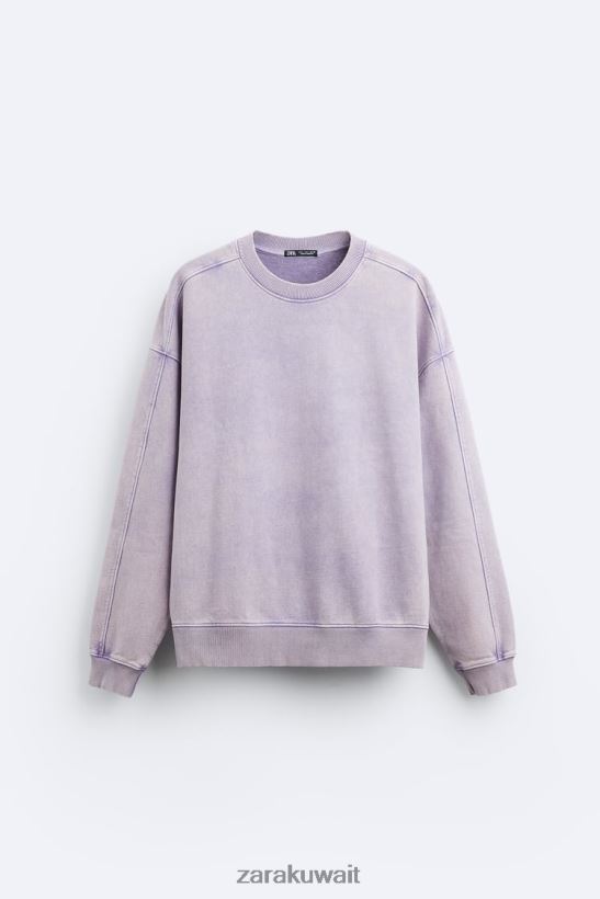 Zara سترة مغسولة بالألوان رجال أرجواني ملابس 6L6LL81052