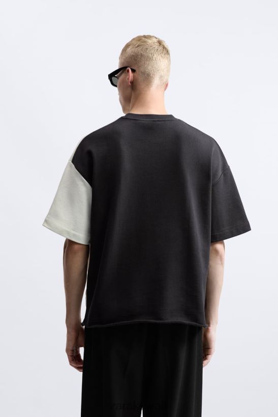 Zara سترة ملونة رجال أسود/أبيض ملابس 6L6LL81059