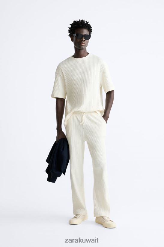 Zara سترة مضلعة رجال المحار الأبيض ملابس 6L6LL81063