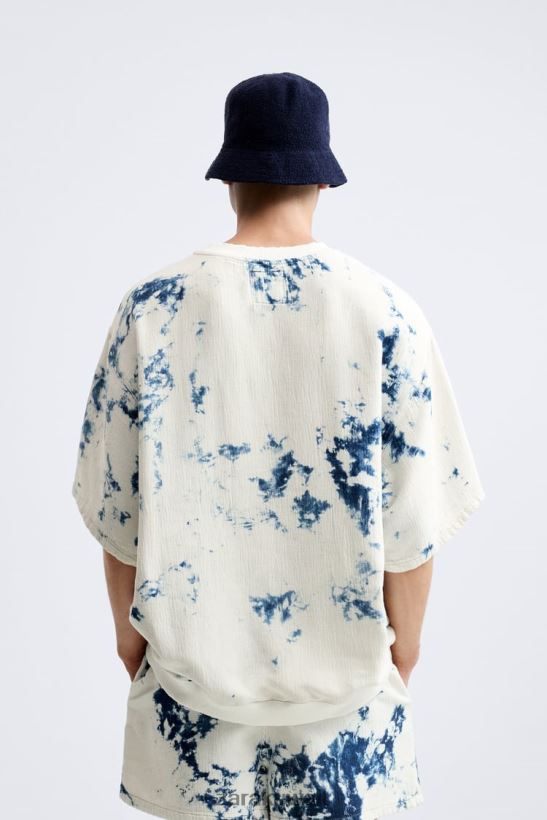 Zara سترة من قماش الدنيم المصبوغ رجال المحار الأبيض ملابس 6L6LL81067