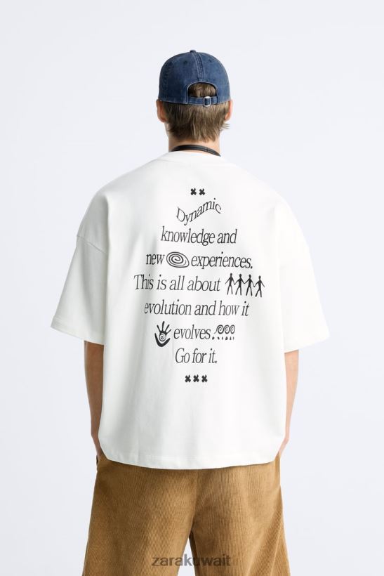 Zara سترة نص مختلط رجال المحار الأبيض ملابس 6L6LL81070