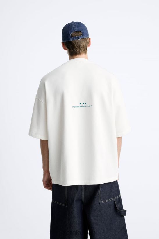 Zara سترة النص المطرزة رجال المحار الأبيض ملابس 6L6LL81072