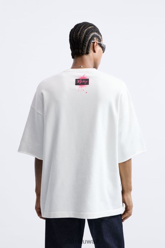 Zara سترة ميكي ماوس ديزني رجال المحار الأبيض ملابس 6L6LL81075