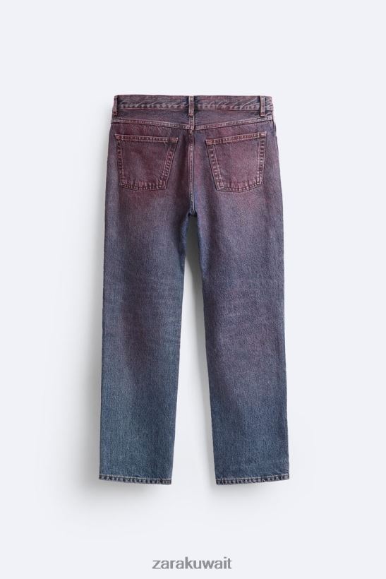 Zara جينز بخاخ بقصة مستقيمة رجال أزرق ملابس 6L6LL81101