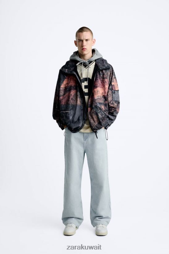 Zara سترة تقنية بطباعة تجريدية رجال متعدد الألوان ملابس 6L6LL81105