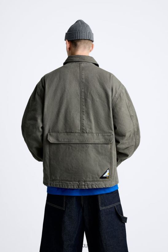 Zara سترة جيب رجال رمادي فاتح ملابس 6L6LL81107