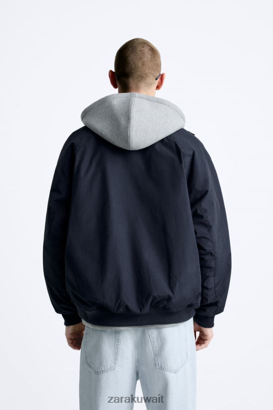 Zara سترة تقنية كبيرة الحجم رجال الأزرق الداكن ملابس 6L6LL81108