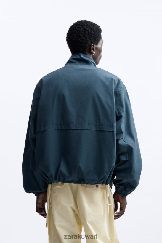 Zara سترة فنية طبعة محدودة رجال أزرق ملابس 6L6LL81126