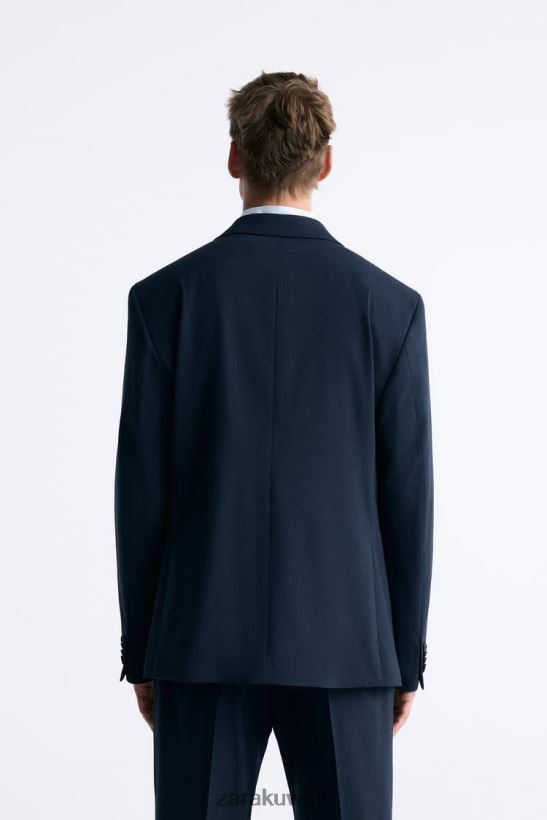 Zara بدلة مربعة رجال الأزرق الداكن ملابس 6L6LL81164