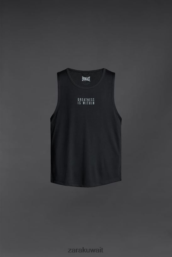 Zara قمة الخزان الأبدية رجال أسود ملابس 6L6LL81197