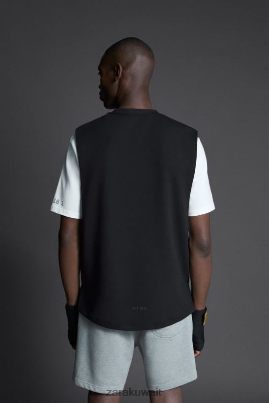 Zara أعلى خزان تدريب الملاكم رجال أسود ملابس 6L6LL81198