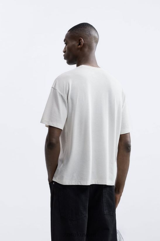 Zara تي شيرت محكم رجال رمادي لؤلؤي ملابس 6L6LL81209