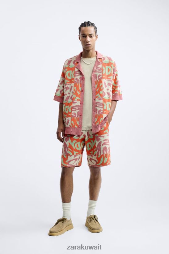 Zara الجاكار خليط السراويل متماسكة رجال لون القرنفل ملابس 6L6LL81238