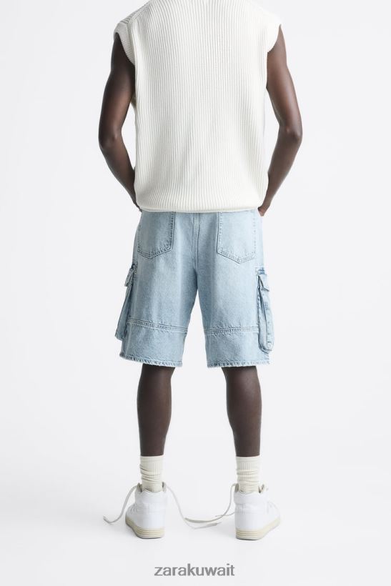 Zara شورت البضائع الدنيم رجال منتصف الأزرق ملابس 6L6LL81248