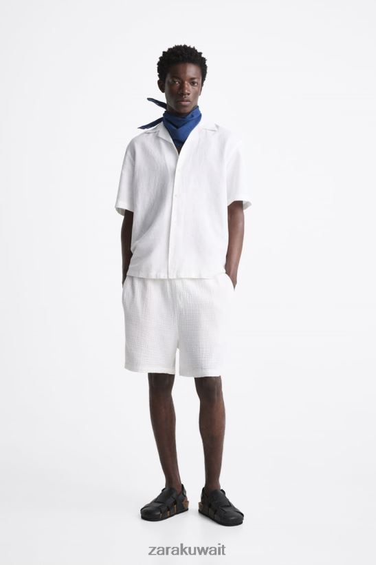 Zara التجاعيد تبدو السراويل رجال أبيض ملابس 6L6LL81249