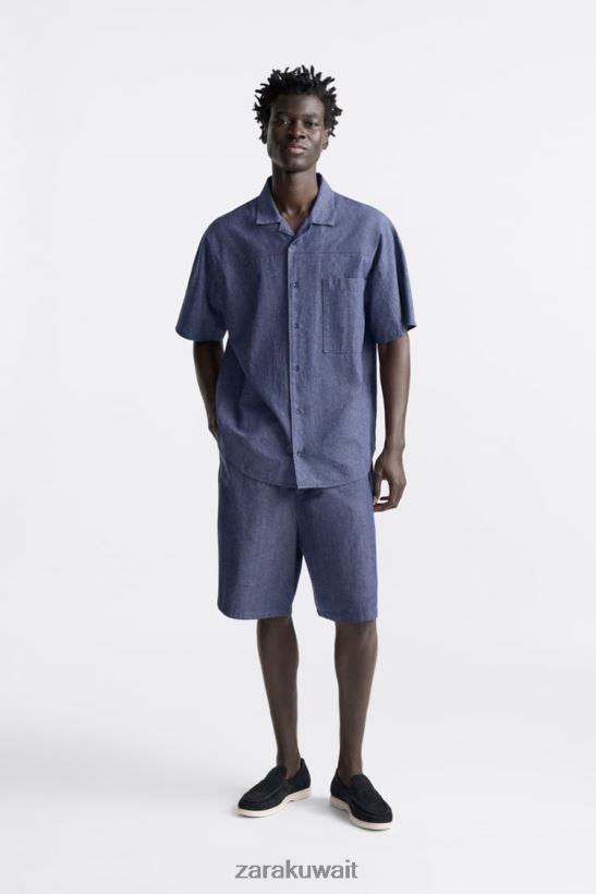 Zara المتسكعون من جلد الغزال عارضة رجال أزرق غامق أحذية 6L6LL81272