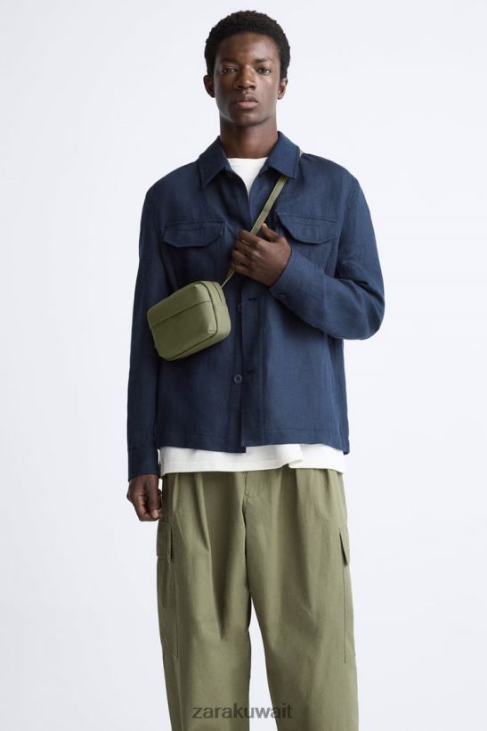 Zara حقيبة كروس صغيرة مطاطية رجال أخضر مُكَمِّلات 6L6LL81305