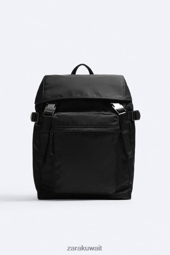Zara حقيبة ظهر من النايلون رجال أسود مُكَمِّلات 6L6LL81319