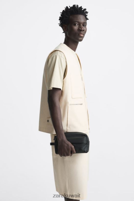 Zara حقيبة غسيل مزخرفة رجال أسود مُكَمِّلات 6L6LL81324