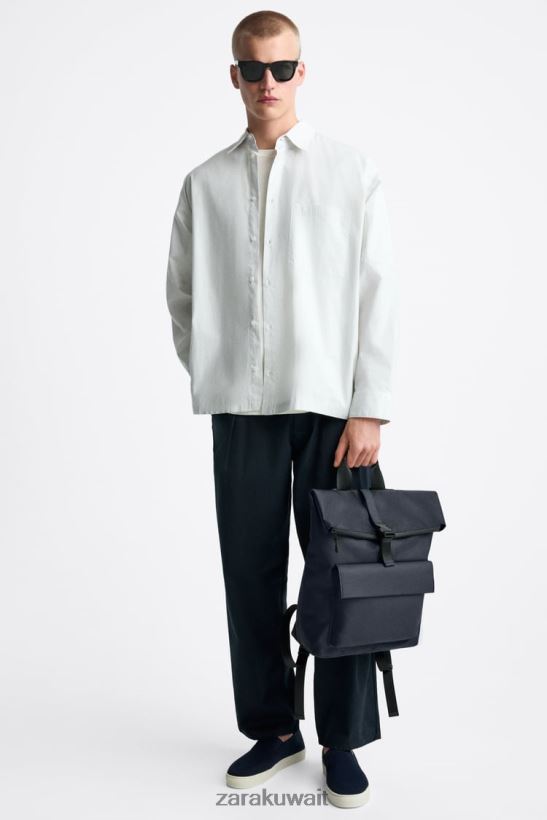 Zara حقيبة ظهر رفرف رجال أزرق مُكَمِّلات 6L6LL81348