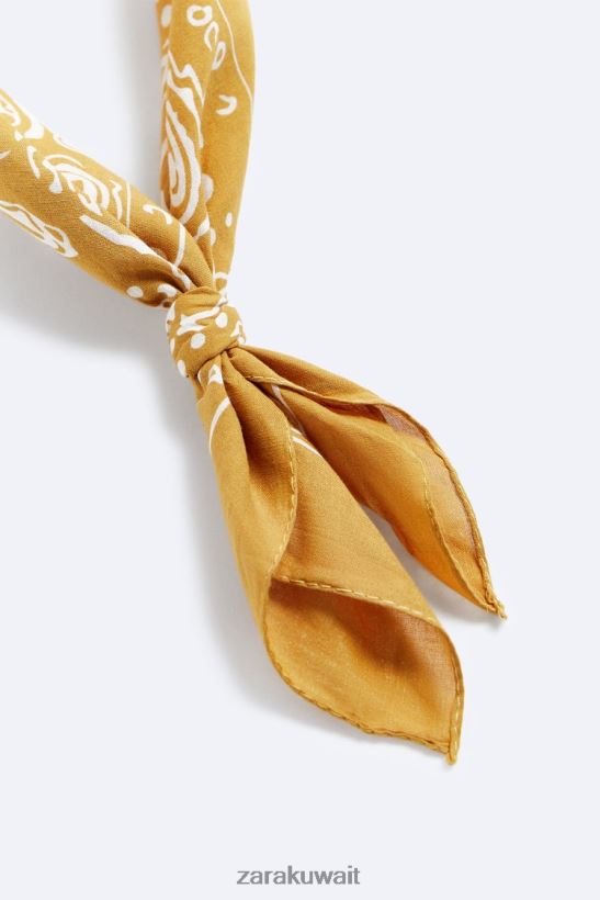 Zara باندانا طباعة بيزلي رجال خردل مُكَمِّلات 6L6LL81395