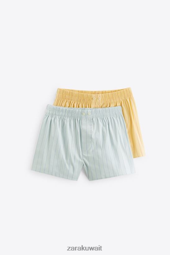 Zara حزمة من قطعتين من بوكسر البوبلين المخطط رجال متنوع مُكَمِّلات 6L6LL81416