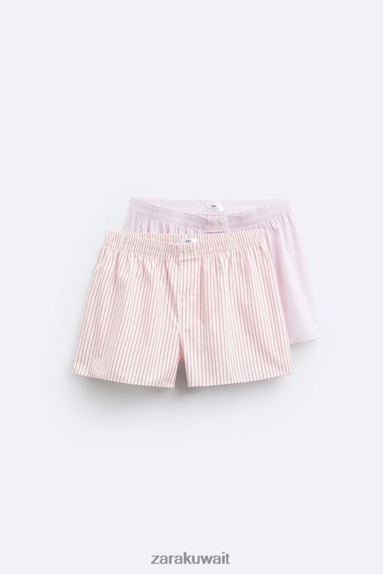 Zara حزمة من قطعتين من بوكسر البوبلين المخطط رجال متنوع مُكَمِّلات 6L6LL81417