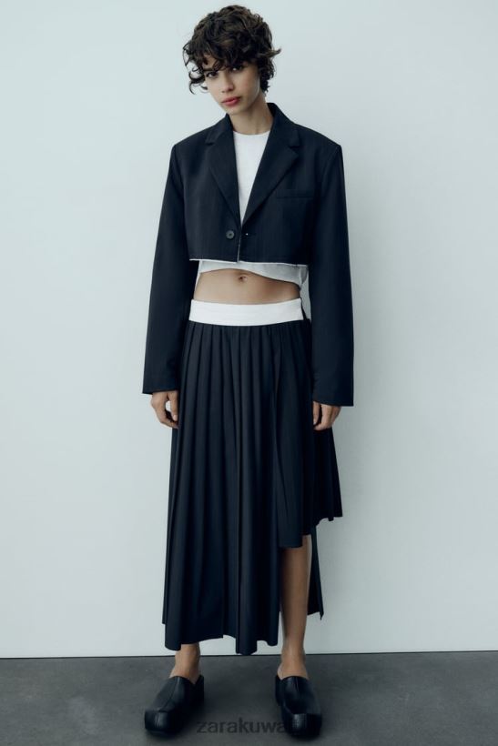 Zara سترة بومبر مخططة نحيف أزرق ملابس 6L6LL8143