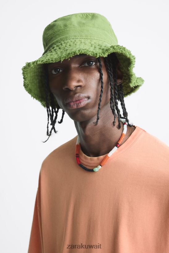 Zara قبعة دلو رجال منتصف الأخضر مُكَمِّلات 6L6LL81437