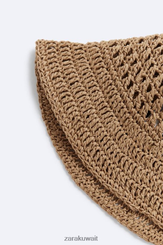 Zara قبعة دلو مضفرة رجال البيج الفاتح مُكَمِّلات 6L6LL81442