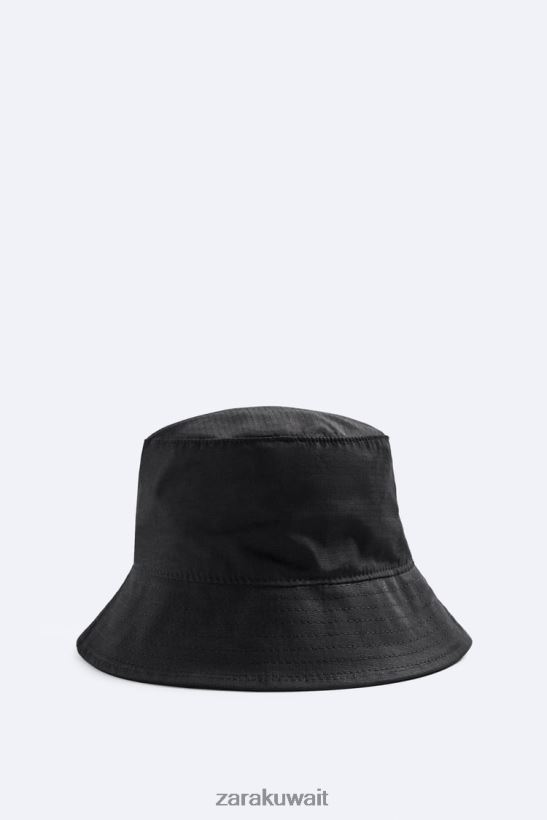 Zara قبعة دلو مزخرفة رجال أسود مُكَمِّلات 6L6LL81443