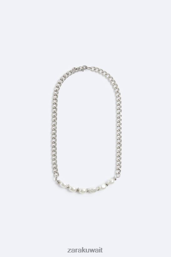 Zara سلسلة اللؤلؤ المختلطة رجال فضة مُكَمِّلات 6L6LL81493