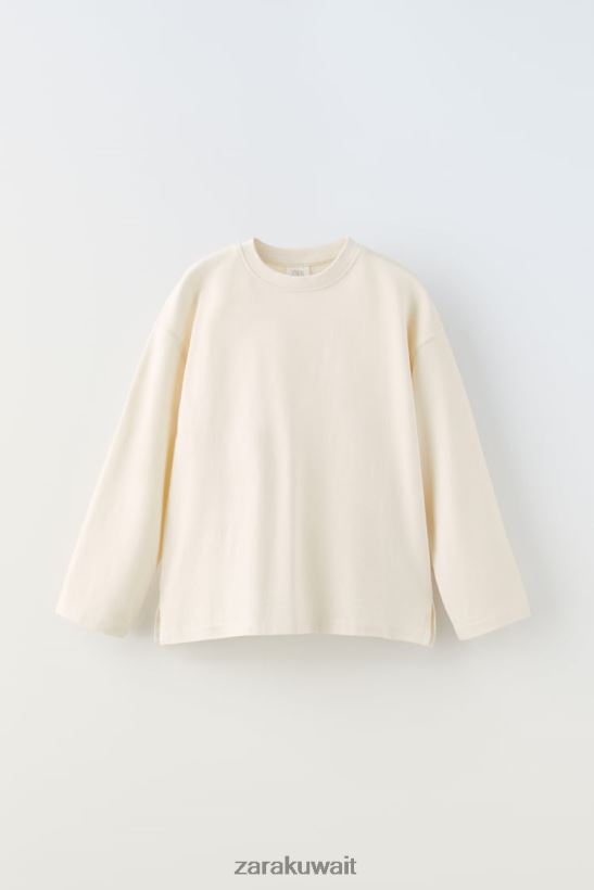 Zara تي شيرت عادي ممتاز أطفال بيج فاتح ملابس 6L6LL81530