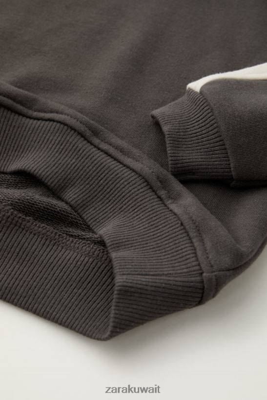 Zara بدلة الركض المخططة أطفال أنثراسيت رمادي ملابس 6L6LL81550