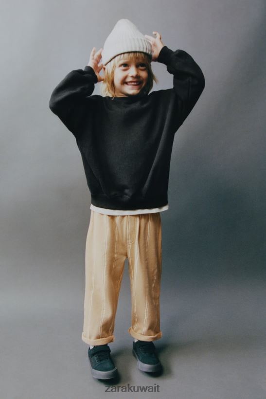 Zara سترة مجزأة أطفال أسود ملابس 6L6LL81554