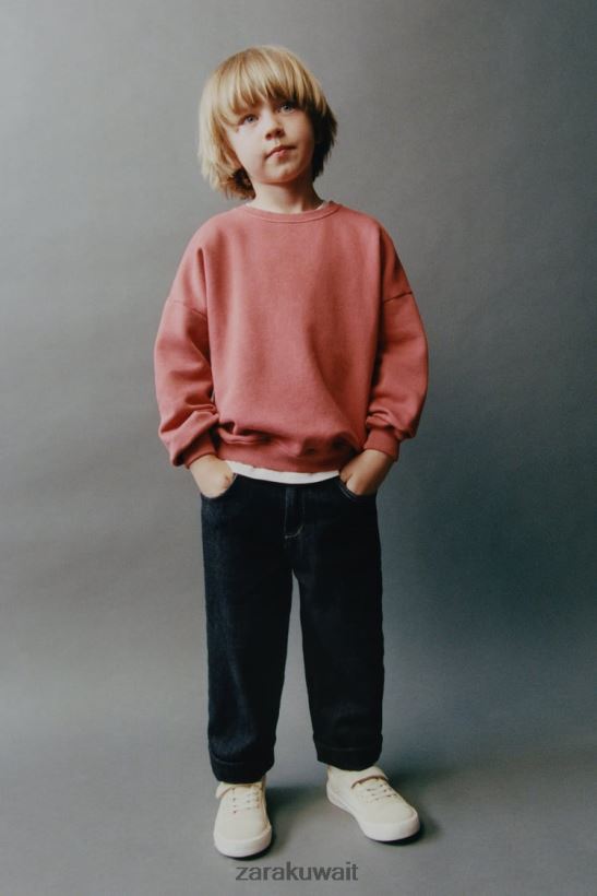 Zara سترة مغسولة ومخيطة أطفال برتقالة حمراء ملابس 6L6LL81555