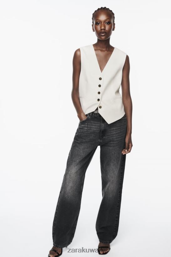 Zara صدرية مصممة نحيف البيج الفاتح ملابس 6L6LL8157