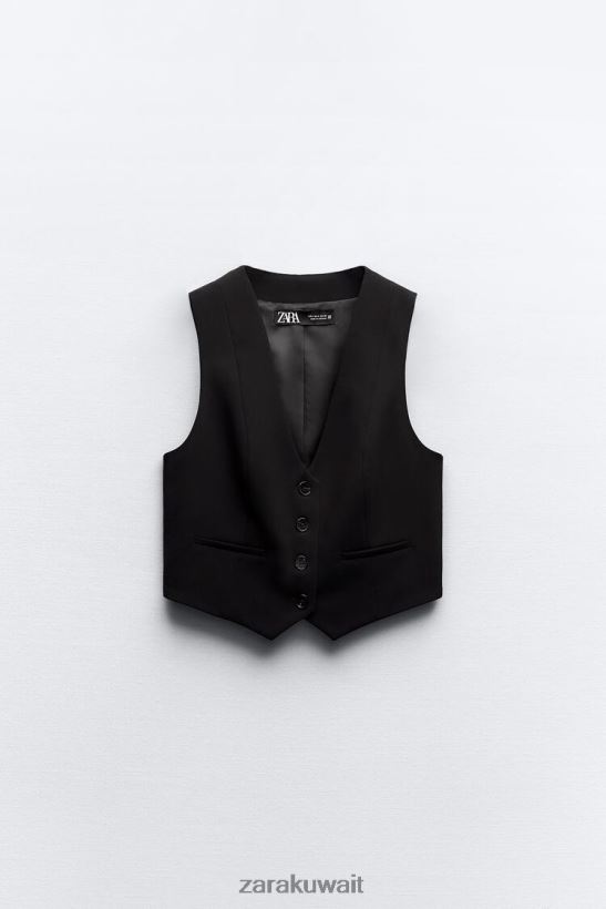 Zara صدرية مصممة نحيف أسود ملابس 6L6LL8158