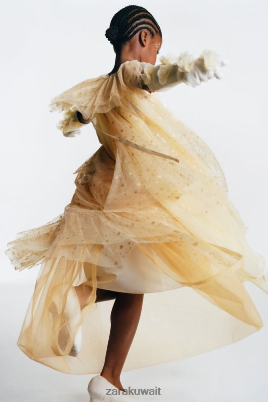 Zara ماع زي الجنية الرأس أطفال ذهبي ملابس 6L6LL81595