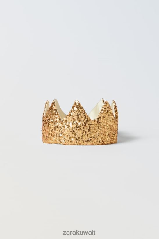 Zara تاج زي الترتر أطفال ذهبي ملابس 6L6LL81597