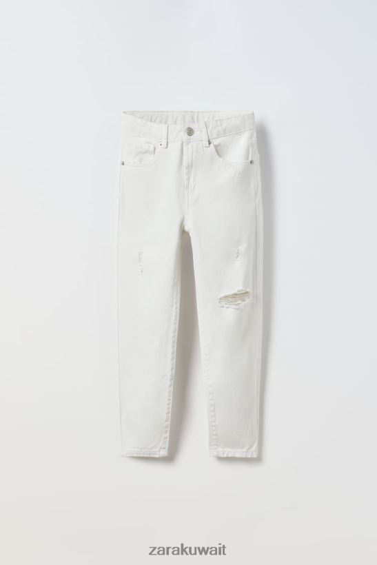 Zara جنز ضيق أطفال بيج فاتح ملابس 6L6LL81615
