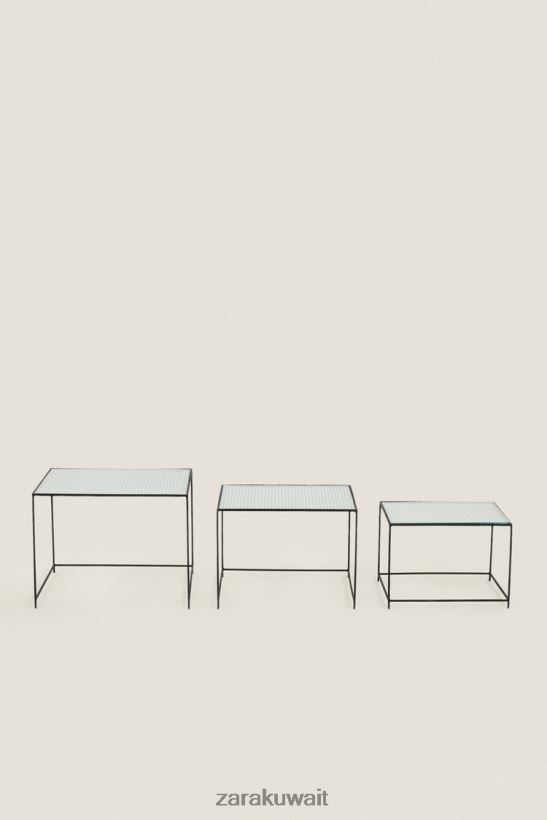 Zara طاولة معدنية وزجاجية للجنسين أسود مُكَمِّلات 6L6LL81636
