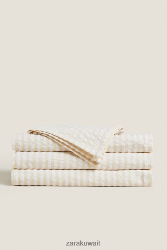 Zara مفرش المائدة مخطط للجنسين بيج فاتح مُكَمِّلات 6L6LL81670