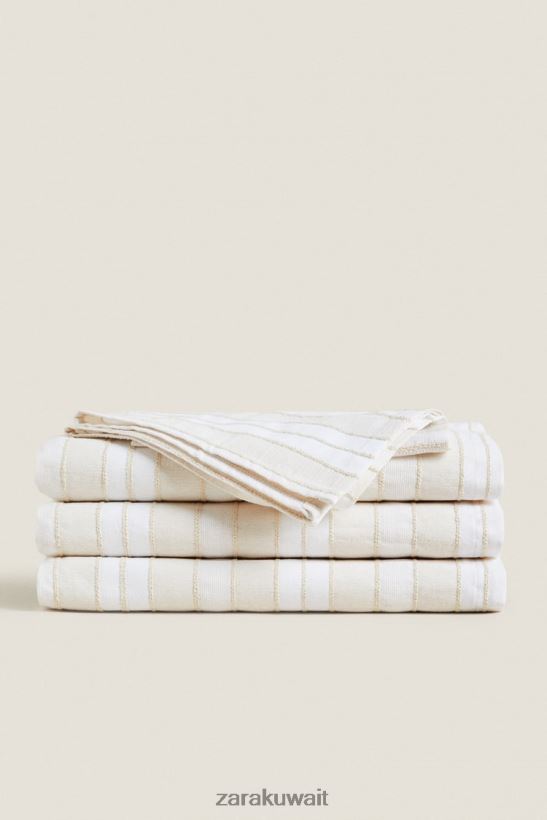 Zara مفرش المائدة مخطط موضوع مصبوغ للجنسين بيج فاتح مُكَمِّلات 6L6LL81672