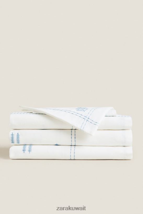 Zara مفرش المائدة الزهور المطرزة للجنسين أزرق مُكَمِّلات 6L6LL81676