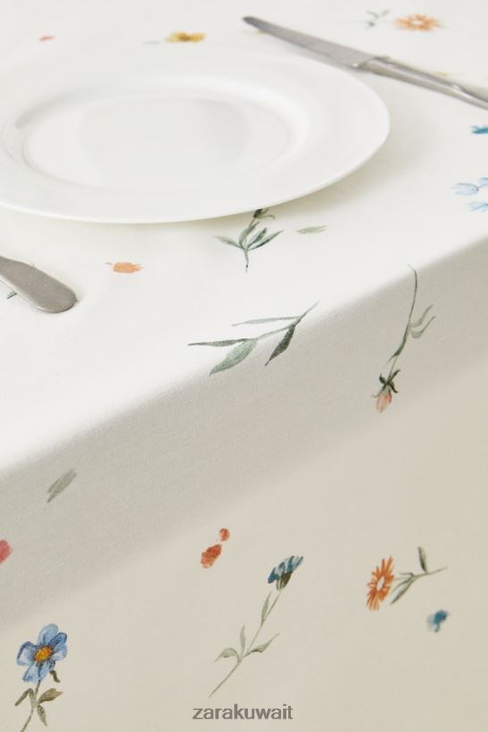 Zara مفرش المائدة طباعة الأزهار للجنسين أخضر مُكَمِّلات 6L6LL81678